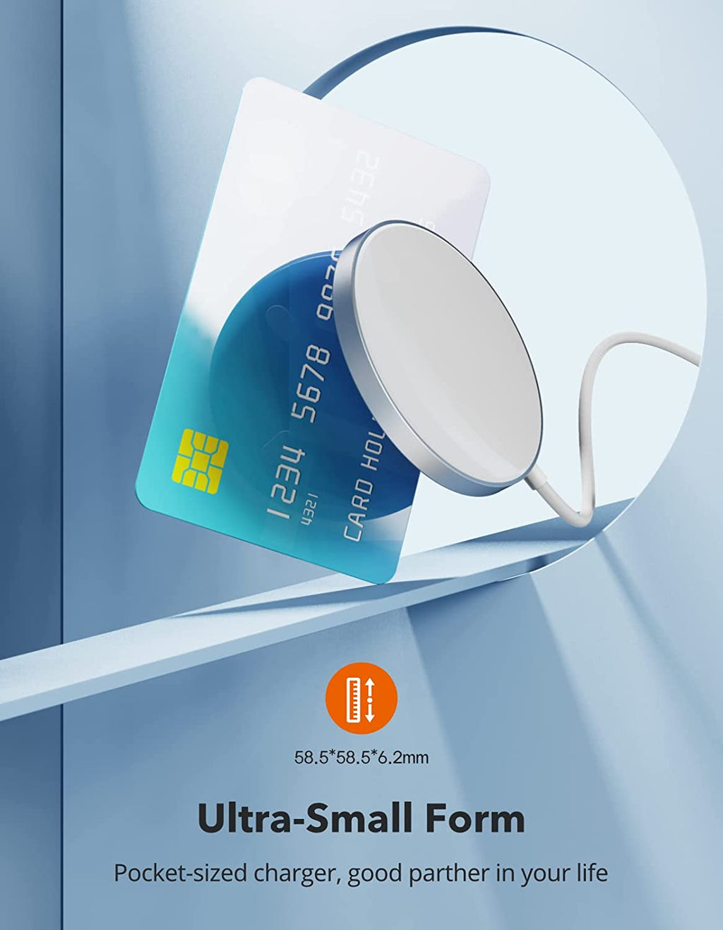 Magnetic Wireless Charger, Wireless Charging Pad Compatible with Magsafe Charger for Iphone 14/14 Pro/14 Plus/14 Pro Max/Iphone 13/13 Mini/13 Pro/13 Pro Max,Airpods,Mag Charger-Sliver